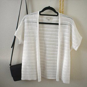 Jones New York Cropped White Knitted Cardigan